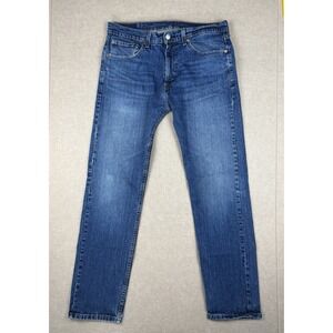Levi's 505 Jeans Men 34x32 Blue Mid Rise Regular Fit Medium Wash Denim Pants